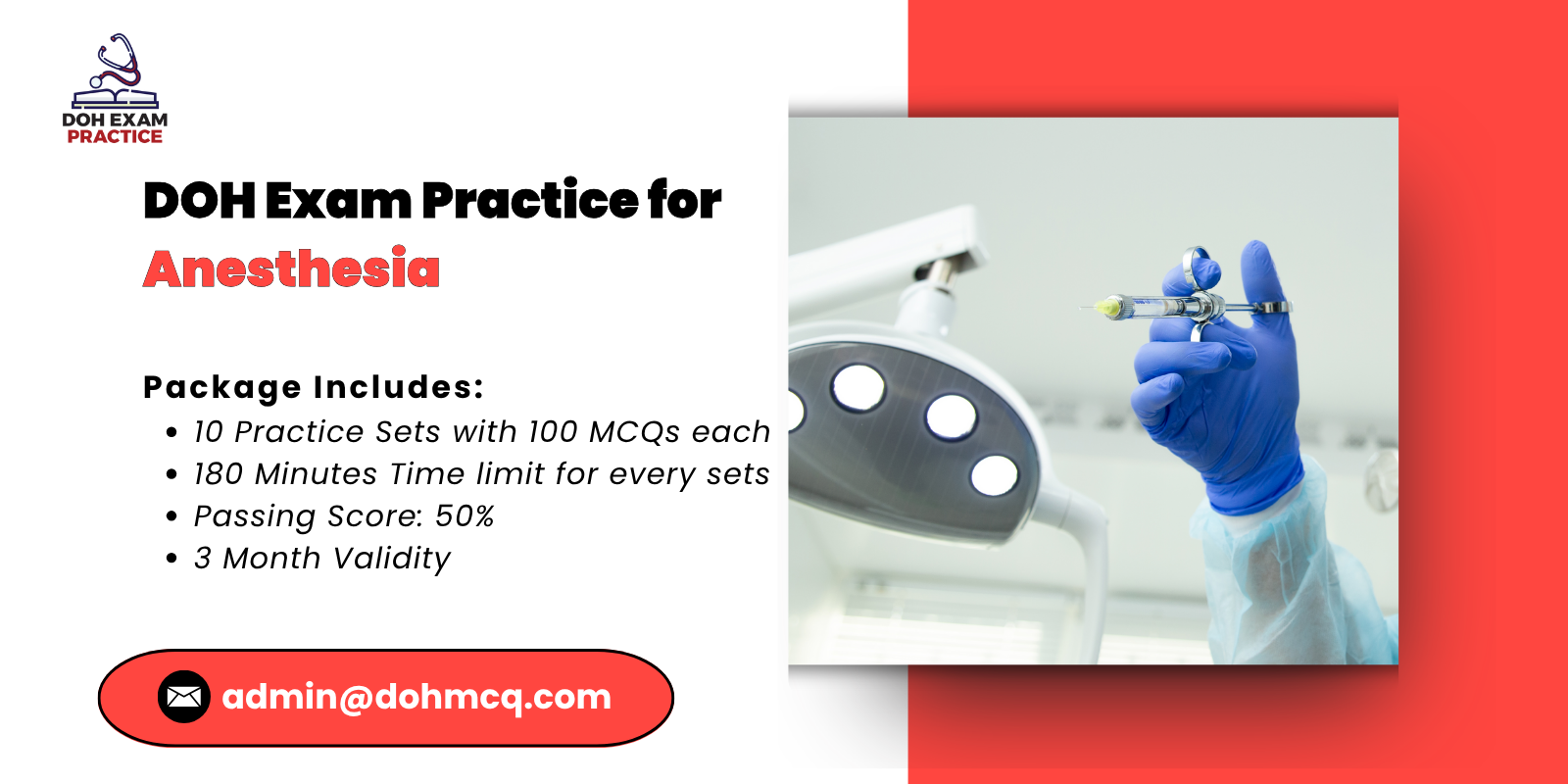 DOH Exam Practice for Anesthesia